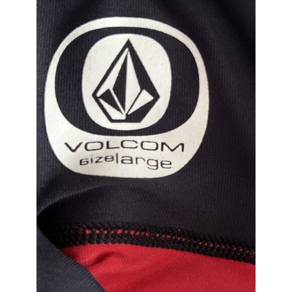 Volcom Men's Rashguard Shirt Size Large Red Black Surf Long Sleeves - Picture 5 of 5